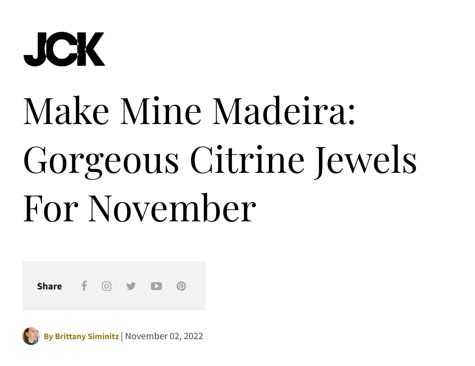 This is the title for an online article by JCK for their pics of jewelry for Novemeber