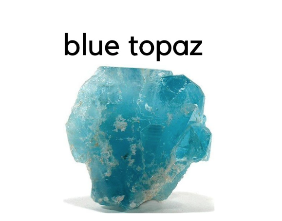 This is a photo of the gemstone blue topaz in its natural raw form