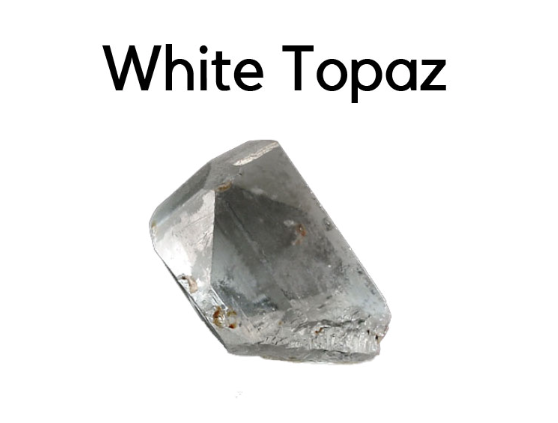 This is a photo of the gemstone white topaz in its natural raw form