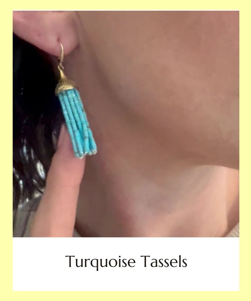 This is an image of turquoise tassel earrings
