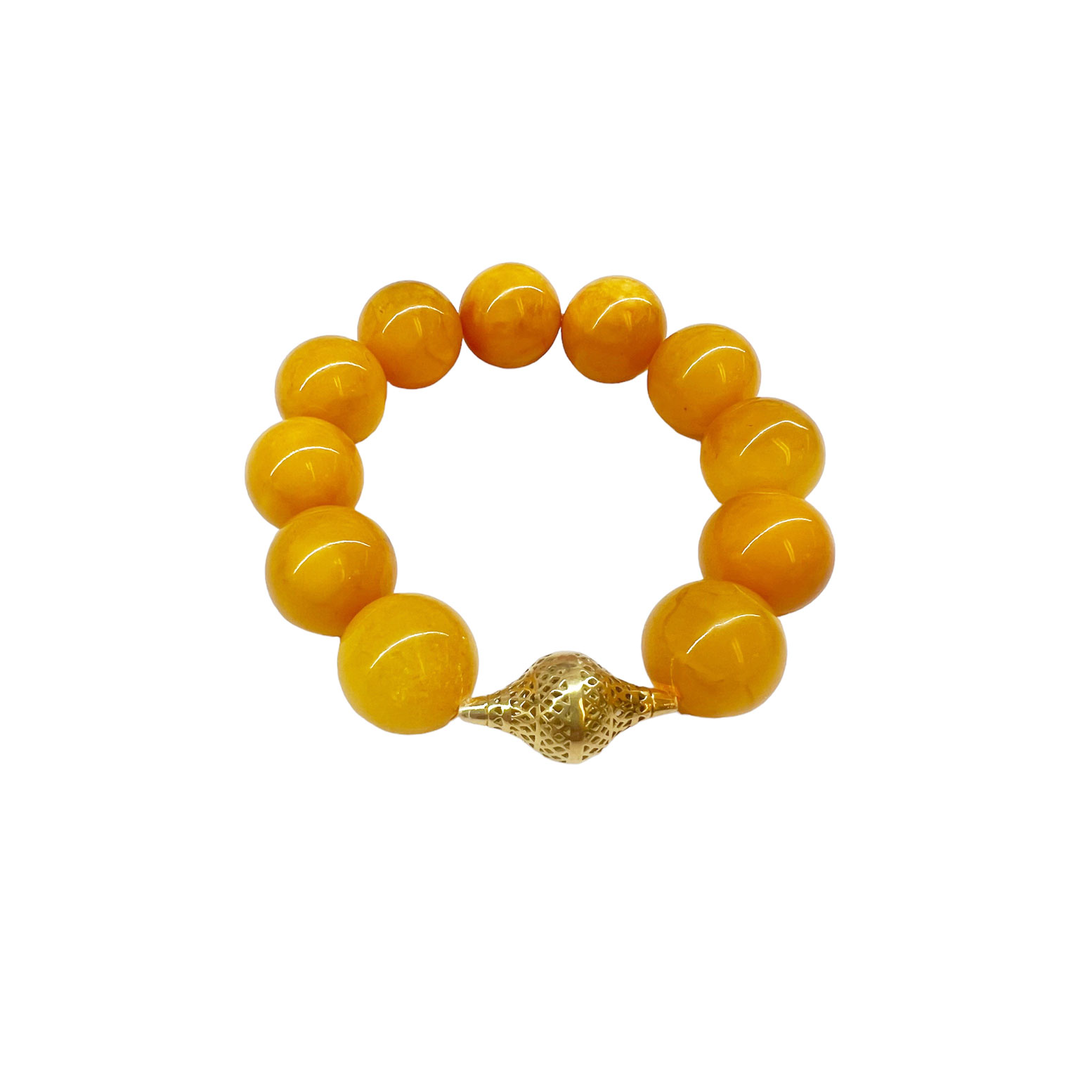 This is a photo of a beaded butterscotch amber bracelet