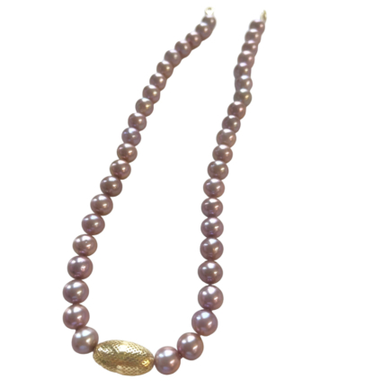 This is an image of purple strand of pearls