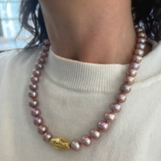 Golden Purple Pearl Necklace