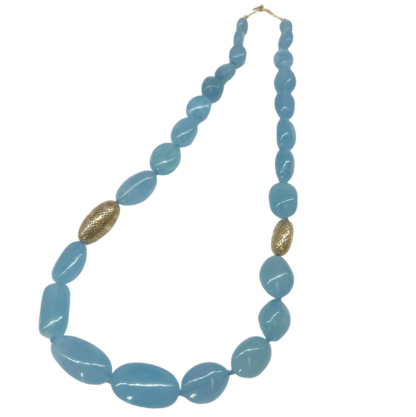 This is a photo of a 20" sky blue aquamarine necklace