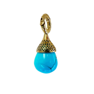 This is an image of a bright blue Sonoran Turquoise pendant on a detachable gold bale so it can be work on anything