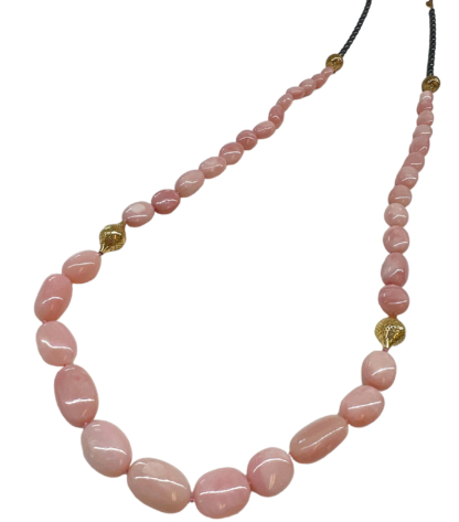 This is a photo of the Peruvian Pink Opal Bead Necklace