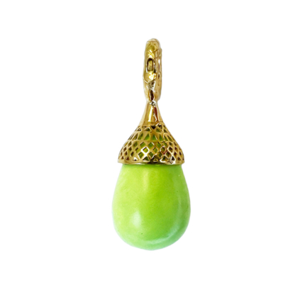 This is a product shot of a lemon chrysoprase pendant