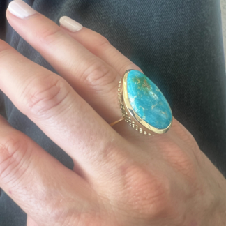 This is a phot of a Sonoran Turquoise Ring worn on the right hand.
