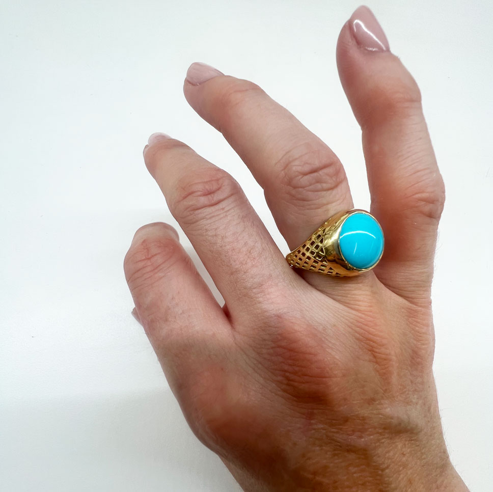 This is a photo of a Sleeping Beauty Turquoise Ring