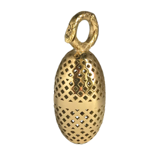 This is a product shot of a gold crownwork olive pendant