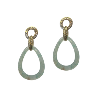 This is an image on a one of a kind pair of aquaprase frame drop earrings